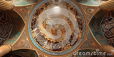 Detailed 3D rendering of an Islamic geometric dome Stock Photo