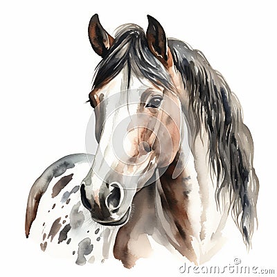 Detailed Dappled Horse Watercolor Clipart For Digital Painting And Paper Crafting Cartoon Illustration