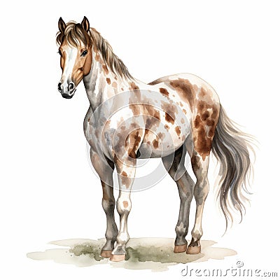 Detailed Dappled Horse Watercolor Clipart For Digital Painting And Paper Crafting Cartoon Illustration