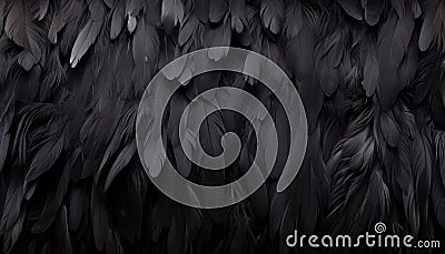 Detailed digital art black feathers texture background with exquisitely rendered big bird feathers Stock Photo