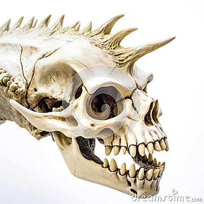 a detailed dinosaur skull fossil up close Stock Photo