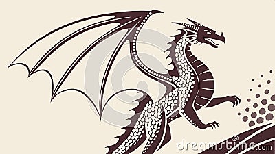 Detailed dragon design element for fantasy and mythical creature themes vector design Generative AI Vector Illustration