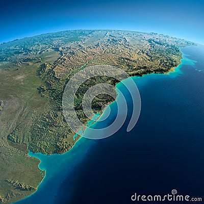 Detailed Earth. South America. Rio de La Plata Stock Photo