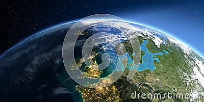 Detailed Earth. United Kingdom and the North Sea Stock Photo