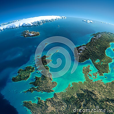 Detailed Earth. United Kingdom and the North Sea Stock Photo