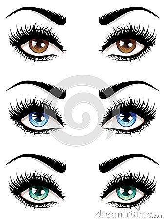 Eyes with long eyelashes Vector Illustration