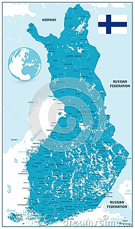 Detailed Finland Map. Vector Illustration