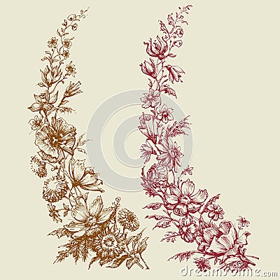 Floral branches retro style Vector Illustration