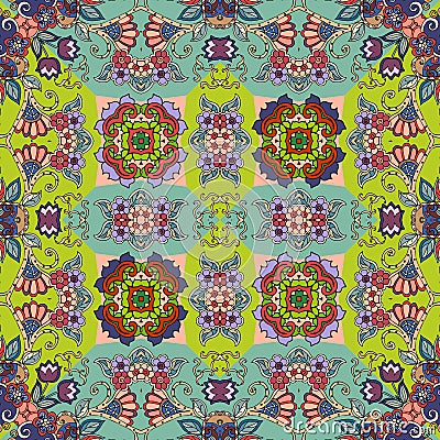 Detailed floral seamless pattern -2 . Vector background. Beautiful bandana print. Vector Illustration