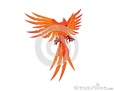 Detailed Flying Phoenix Bird Illustration Vector Illustration