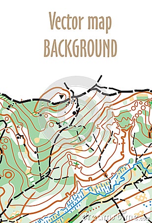 Detailed fragment of color abstract vector topographic map Vector Illustration