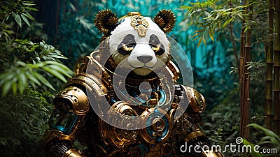 Detailed and futuristic mechanical panda Stock Photo