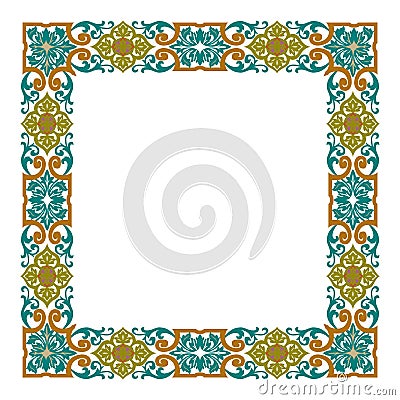 Detailed garnished oriental frame Vector Illustration