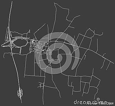 Street roads map of the ARC-SUR-TILLE QUARTER, DIJON Vector Illustration