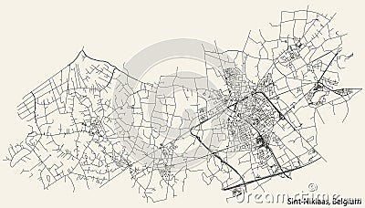 Street roads map of SINT-NIKLAAS, BELGIUM Vector Illustration