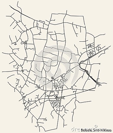 Street roads map of the BELSELE MUNICIPALITY, SINT-NIKLAAS Vector Illustration