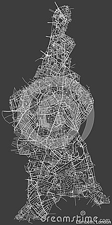 Street roads map of the BOROUGH OF LAMBETH, LONDON Vector Illustration