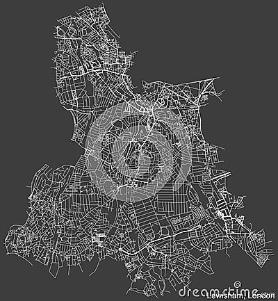 Street roads map of the BOROUGH OF LEWISHAM, LONDON Vector Illustration