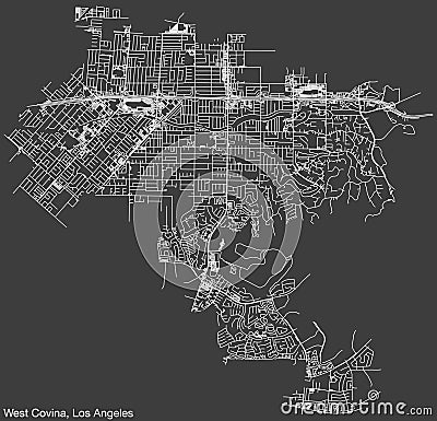 Street roads map of the CITY OF WEST COVINA, LOS ANGELES CITY COUNCIL Vector Illustration