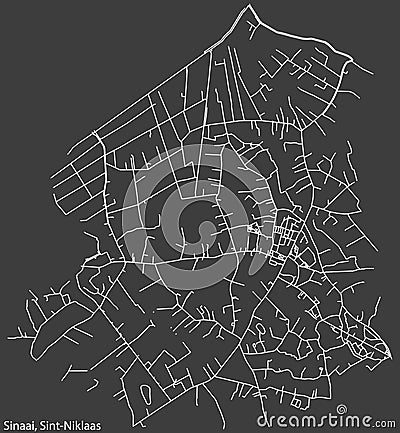 Street roads map of the SINAAI MUNICIPALITY, SINT-NIKLAAS Vector Illustration