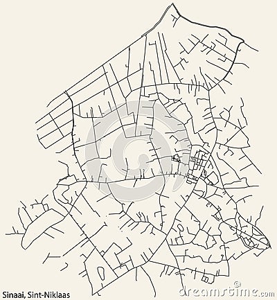 Street roads map of the SINAAI MUNICIPALITY, SINT-NIKLAAS Vector Illustration