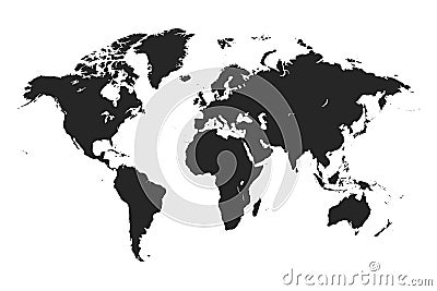 Detailed, high resolution, accurate vector map of the world Vector Illustration