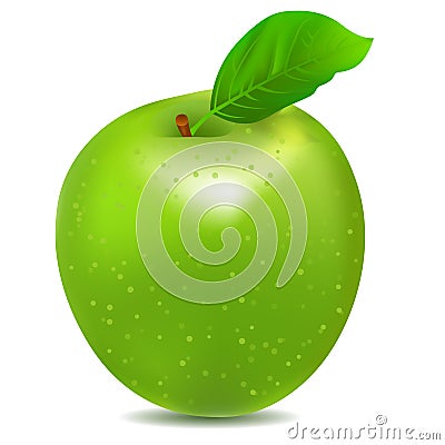 Detailed icon of big shiny green apple Vector Illustration