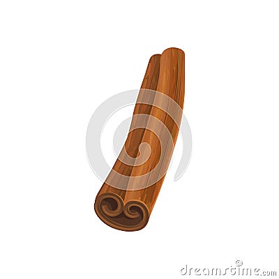 Detailed icon of cinnamon stick. Aromatic spice. Cooking ingredient. Dishes component. Related to cuisine theme. Vector Vector Illustration