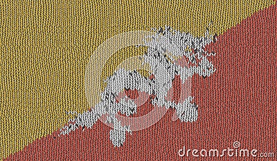 Detailed Illustration of a Knitted Flag of Bhutan Stock Photo