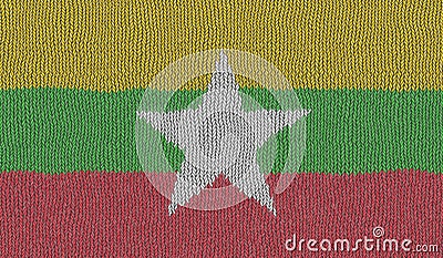 Detailed Illustration of a Knitted Flag of Burma - Myanmar Stock Photo
