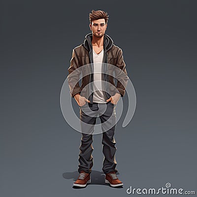 Detailed Illustration Of A Male Casual Game Character In 2d Game Art Style Stock Photo