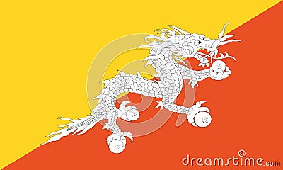 National Flag Bhutan Vector Illustration