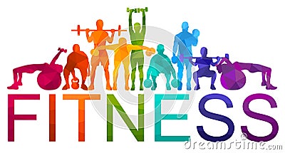 Detailed illustration silhouettes strong rolling people set girl and man sport fitness gym body-building workout powerlifti Cartoon Illustration