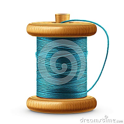 Detailed illustration of a spool of thread for sewing hemming isolated on a white background, Ai Generated Cartoon Illustration