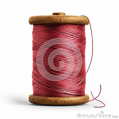 Detailed illustration of a spool of thread for sewing hemming isolated on a white background, Ai Generated Cartoon Illustration