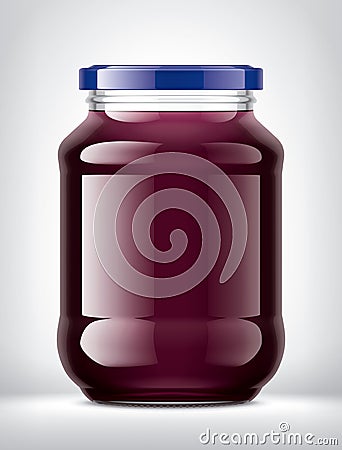 Glass Jar with Grape Juice on Background. Vector Illustration