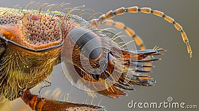 A detailed image of a beetles maxillae featuring thin sharp extensions used for manipulating and moving food while Stock Photo