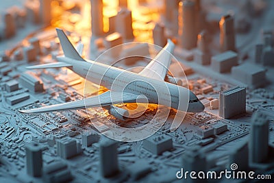 Detailed Building Models Showcase with Copy Space, Enhanced Lighting and Complementary Colors for Architectural, Enginee Stock Photo