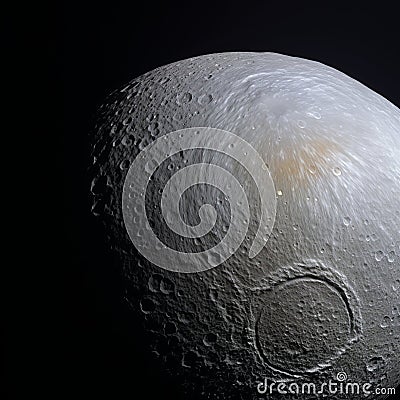Detailed Image Of Small Moon With Doge Face Crater - Nasa Hdr Hq Photo Stock Photo