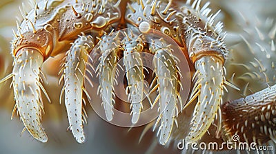 Detailed image of a spider fang seen under a microscope showcasing its intricate structure. The multiple layers and tiny Stock Photo