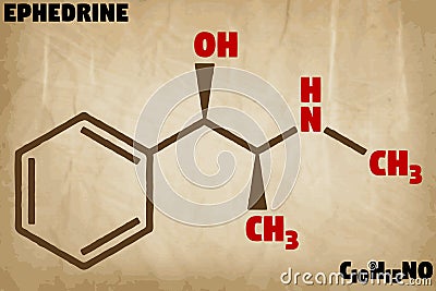 Detailed illustration of the molecule of Ephedrine Vector Illustration