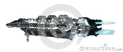 Detailed interstellar spaceship Cartoon Illustration