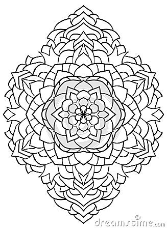 Detailed intricate geometric pattern mandala coloring page Stock Photo