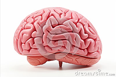 Detailed and lifelike representation of a human brain, isolated on a clean white background Stock Photo