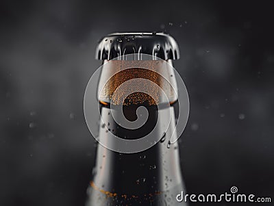 A detailed look at a beer bottle being uncapped, revealing the essence of the drink captured in an artistic close-up Stock Photo