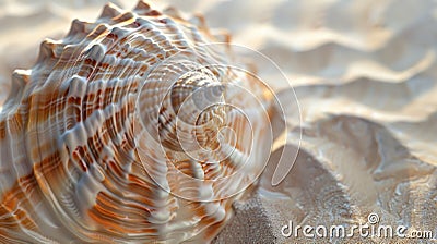A detailed macro shot of the intricate patterns and textures of a single, large seashell, set Stock Photo