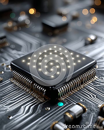 A Detailed Macro Shot of a Quantum Sensor Array Demonstrating the Advanced Technology of Quantum Computing Stock Photo