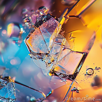 Detailed macro shot showcasing colorful chemical compounds highlighting structural complexity and vibrancy in a small space Stock Photo
