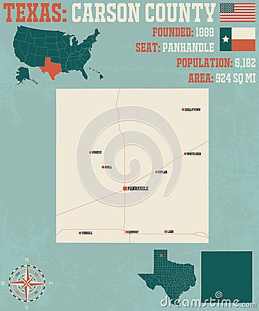 Map of Carson county in Texas Vector Illustration