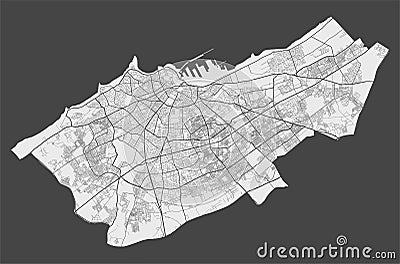 Detailed map of Casablanca city, Cityscape. Royalty free vector illustration Vector Illustration